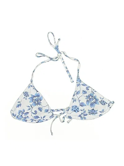 Pre-owned Unbranded Swimsuit Top Blue Floral Pattern Swimwear