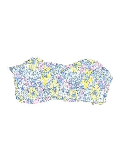 Pre-owned Unbranded Swimsuit Top Blue Floral Pattern Swimwear