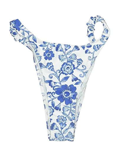 Pre-owned Unbranded Swimsuit Top Blue Floral Pattern Swimwear