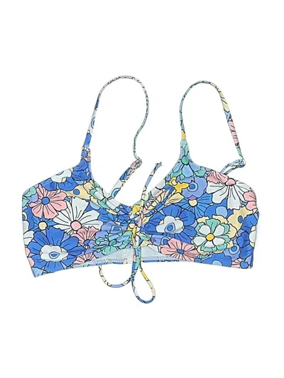 Pre-owned Unbranded Swimsuit Top Blue Floral Pattern Swimwear