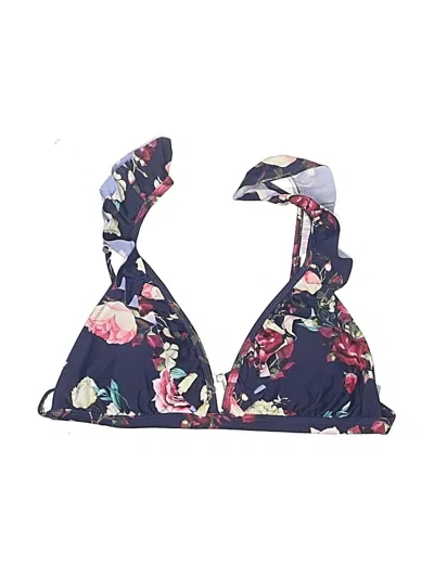 Pre-owned Unbranded Swimsuit Top Blue Floral Pattern Swimwear