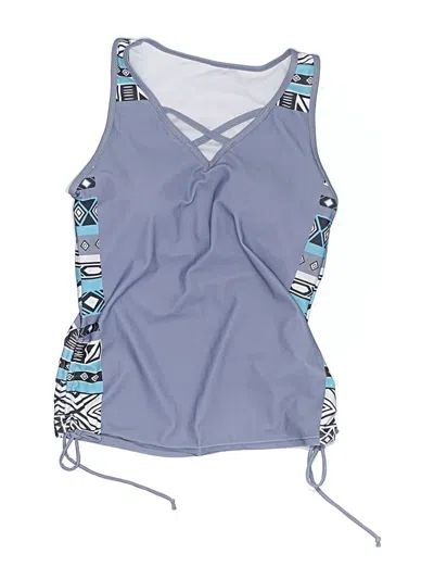 Pre-owned Unbranded Swimsuit Top Blue Graphic Pattern Swimwear