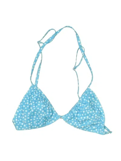 Pre-owned Unbranded Swimsuit Top Blue Hearts Pattern Swimwear