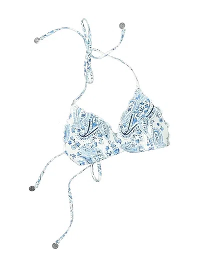 Pre-owned Unbranded Swimsuit Top Blue Paisley Pattern Swimwear