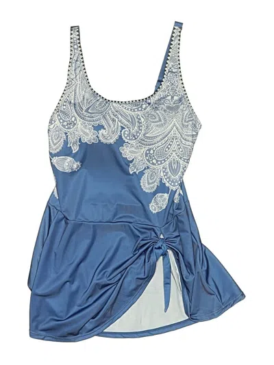 Pre-owned Unbranded Swimsuit Top Blue Paisley Pattern Swimwear