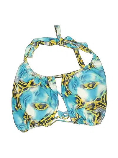 Pre-owned Unbranded Swimsuit Top Blue Print Pattern Swimwear