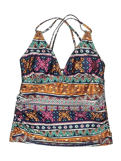 Pre-owned Unbranded Swimsuit Top Blue Print Pattern Swimwear