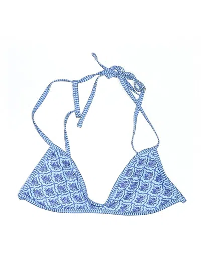Pre-owned Unbranded Swimsuit Top Blue Print Pattern Swimwear