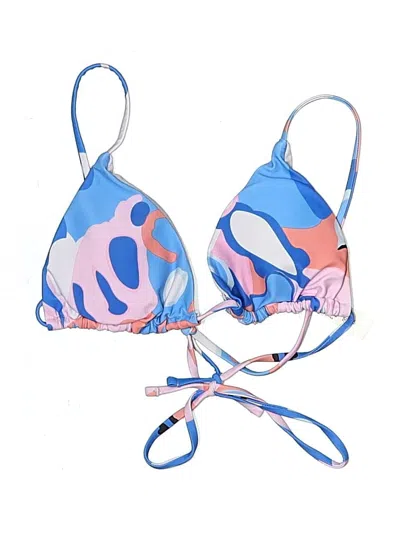 Pre-owned Unbranded Swimsuit Top Blue Print Pattern Swimwear