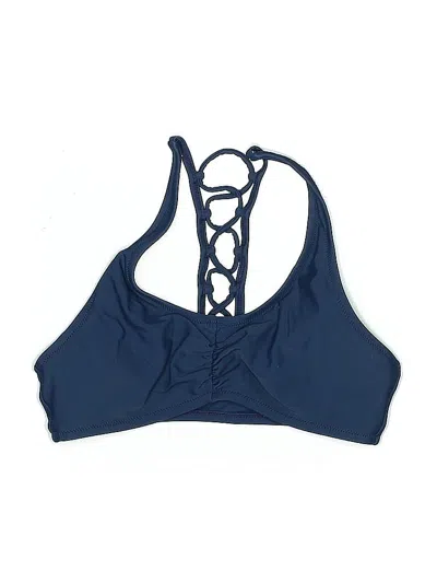 Pre-owned Unbranded Swimsuit Top Blue Solid Pattern Swimwear