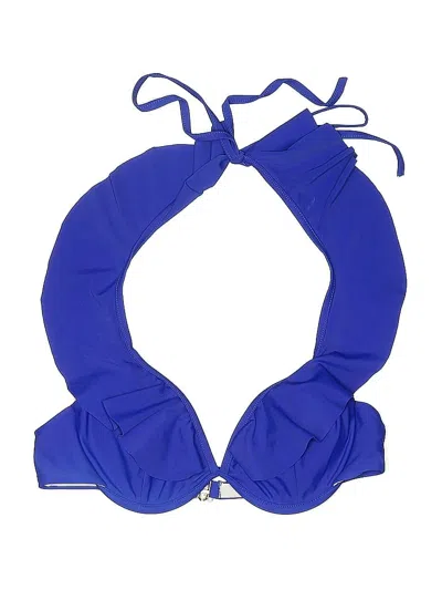 Pre-owned Unbranded Swimsuit Top Blue Solid Pattern Swimwear