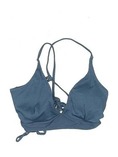 Pre-owned Unbranded Swimsuit Top Blue Solid Pattern Swimwear