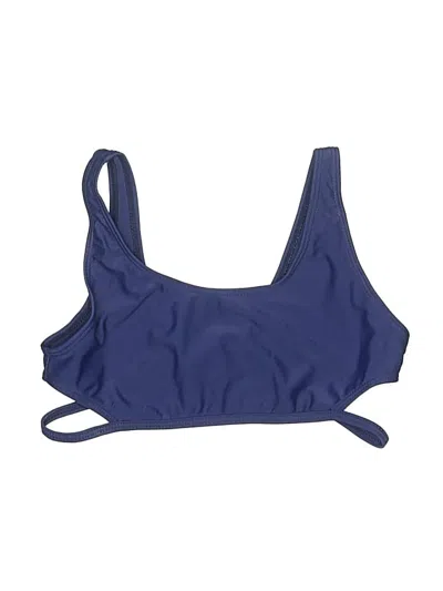 Pre-owned Unbranded Swimsuit Top Blue Solid Pattern Swimwear