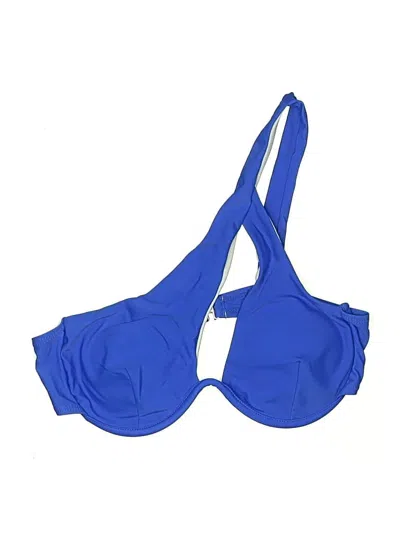 Pre-owned Unbranded Swimsuit Top Blue Solid Pattern Swimwear