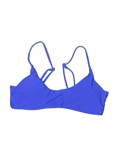 Pre-owned Unbranded Swimsuit Top Blue Solid Pattern Swimwear