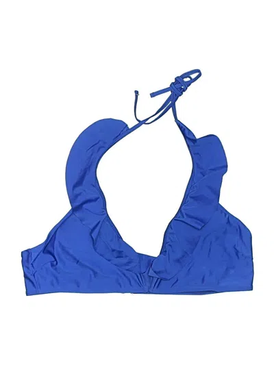 Pre-owned Unbranded Swimsuit Top Blue Solid Pattern Swimwear