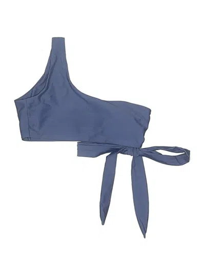 Pre-owned Unbranded Swimsuit Top Blue Solid Pattern Swimwear