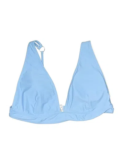 Pre-owned Unbranded Swimsuit Top Blue Solid Pattern Swimwear