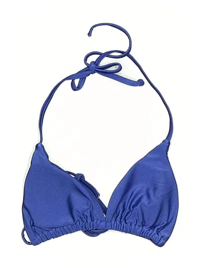 Pre-owned Unbranded Swimsuit Top Blue Solid Pattern Swimwear
