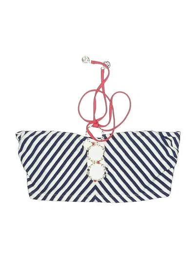 Pre-owned Unbranded Swimsuit Top Blue Stripes Pattern Swimwear