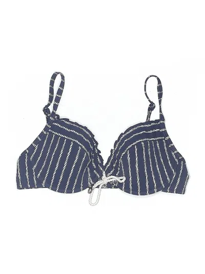 Pre-owned Unbranded Swimsuit Top Blue Stripes Pattern Swimwear