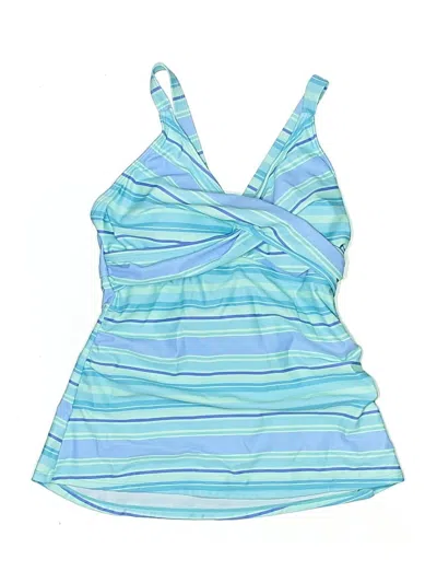 Pre-owned Unbranded Swimsuit Top Blue Stripes Pattern Swimwear