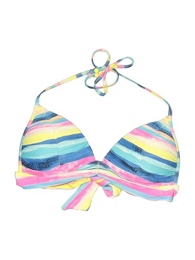 Pre-owned Unbranded Swimsuit Top Blue Stripes Pattern Swimwear