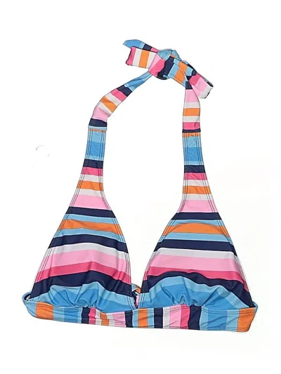 Pre-owned Unbranded Swimsuit Top Blue Stripes Pattern Swimwear