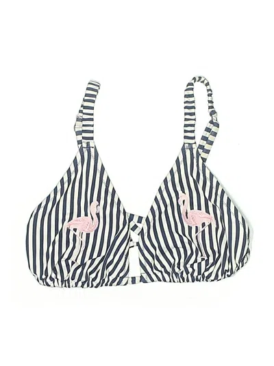 Pre-owned Unbranded Swimsuit Top Blue Stripes Pattern Swimwear