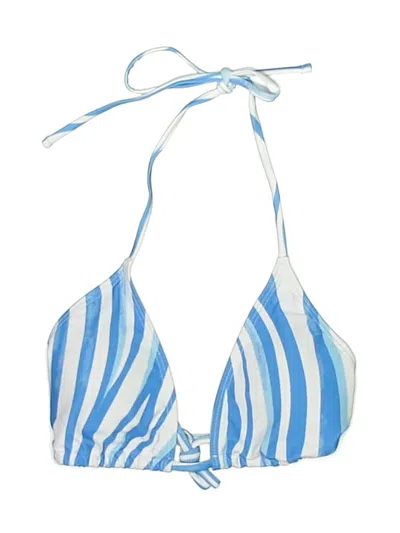 Pre-owned Unbranded Swimsuit Top Blue Stripes Pattern Swimwear