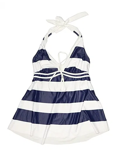 Pre-owned Unbranded Swimsuit Top Blue Stripes Pattern Swimwear