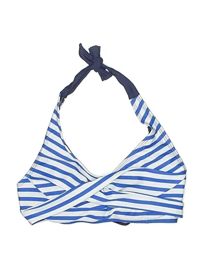 Pre-owned Unbranded Swimsuit Top Blue Stripes Pattern Swimwear