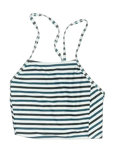 Pre-owned Unbranded Swimsuit Top Blue Stripes Pattern Swimwear