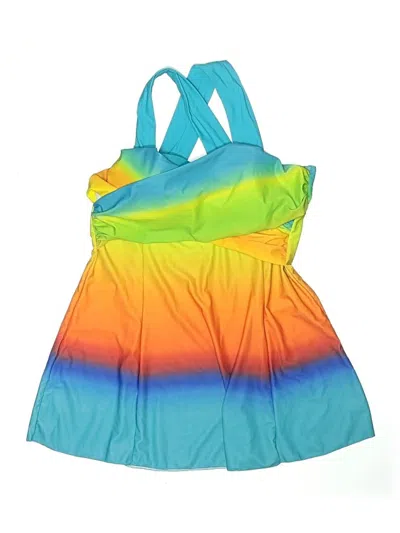 Pre-owned Unbranded Swimsuit Top Blue Tie-dye Pattern Swimwear