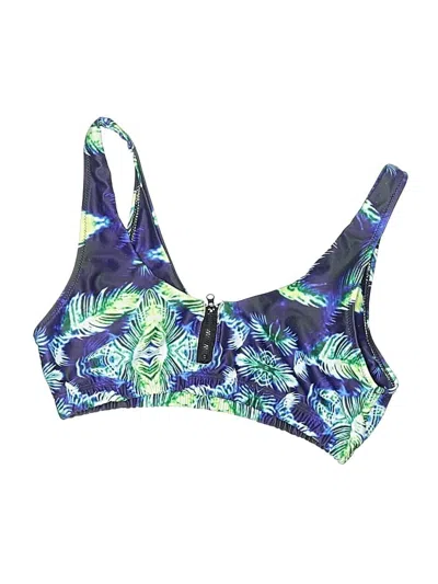 Pre-owned Unbranded Swimsuit Top Blue Tropical Pattern Swimwear