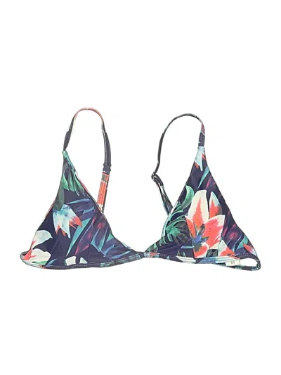 Pre-owned Unbranded Swimsuit Top Blue Tropical Pattern Swimwear
