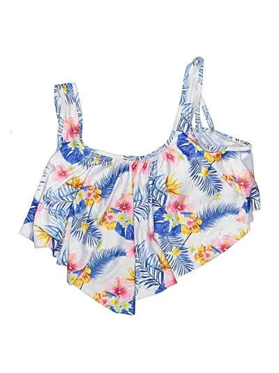 Pre-owned Unbranded Swimsuit Top Blue Tropical Pattern Swimwear