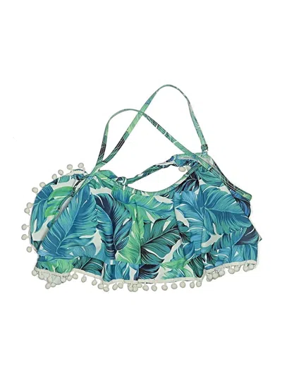 Pre-owned Unbranded Swimsuit Top Blue Tropical Pattern Swimwear