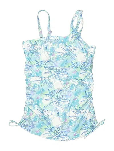 Unbranded Swimsuit Top Blue Tropical Pattern Swimwear