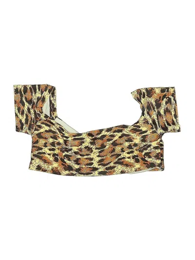 Pre-owned Unbranded Swimsuit Top Brown Animal Print Pattern Swimwear