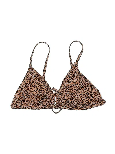 Pre-owned Unbranded Swimsuit Top Brown Animal Print Pattern Swimwear