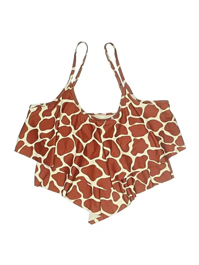 Pre-owned Unbranded Swimsuit Top Brown Animal Print Pattern Swimwear