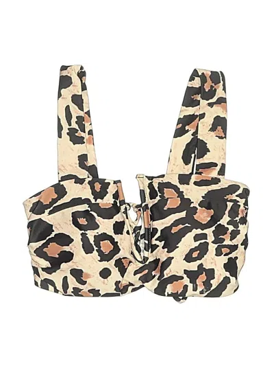 Pre-owned Unbranded Swimsuit Top Brown Animal Print Pattern Swimwear