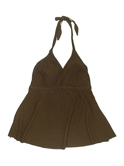 Pre-owned Unbranded Swimsuit Top Brown Chevron/herringbone Pattern Swimwear