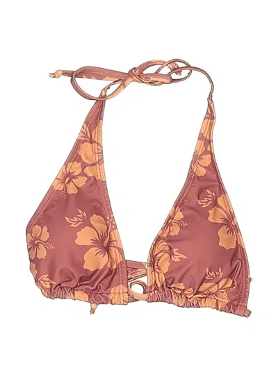 Pre-owned Unbranded Swimsuit Top Brown Floral Pattern Swimwear