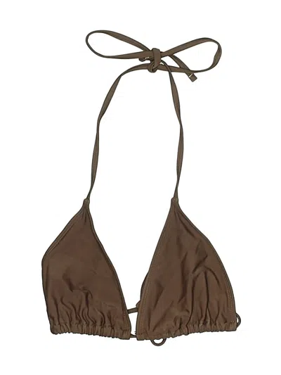 Pre-owned Unbranded Swimsuit Top Brown Solid Pattern Swimwear