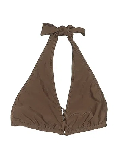 Pre-owned Unbranded Swimsuit Top Brown Solid Pattern Swimwear
