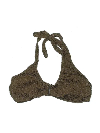 Pre-owned Unbranded Swimsuit Top Brown Tweed Pattern Swimwear