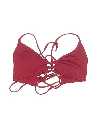 Pre-owned Unbranded Swimsuit Top Burgundy Solid Pattern Swimwear