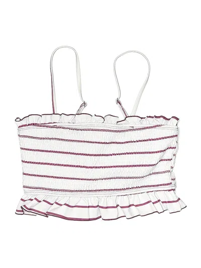 Pre-owned Unbranded Swimsuit Top Burgundy Stripes Pattern Swimwear